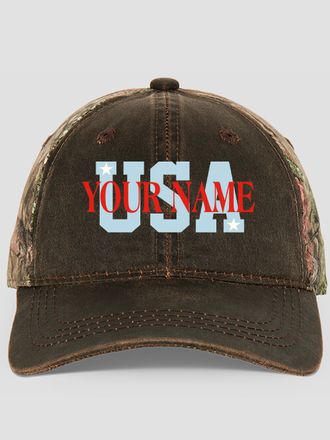 USA : Embroidered 2-Tone Camo Hats
