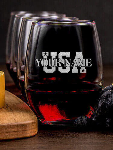 USA : Cheese Board Wine Glass Gift Sets - Engraved