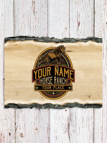 Classic Horse Ranch : Faux Sliced Log Plaque