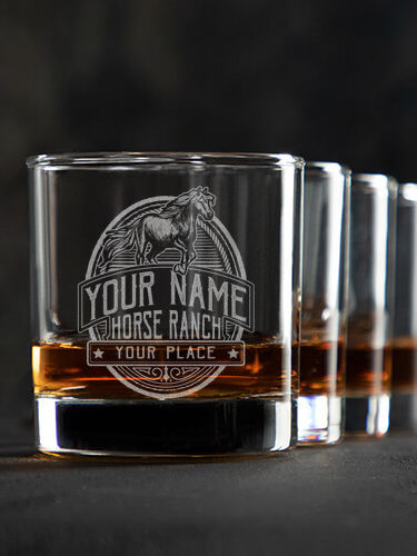 Classic Horse Ranch : Rocks Glasses - Engraved