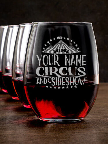 Family Circus : Stemless Wine Glasses - Engraved