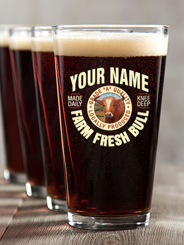 Farm Fresh Bull : Pint Glasses - Color Printed