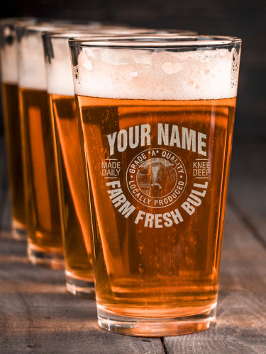 Farm Fresh Bull : Pint Glasses - Engraved