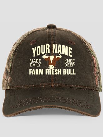 Farm Fresh Bull : Embroidered 2-Tone Camo Hats