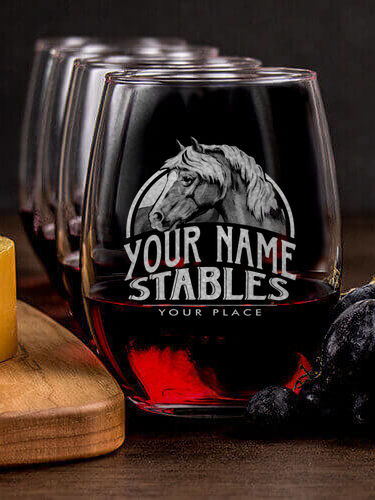 Classic Stables : Cheese Board Wine Glass Gift Sets - Engraved