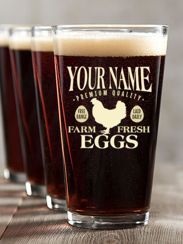 Farm Fresh Eggs : Pint Glasses - Color Printed