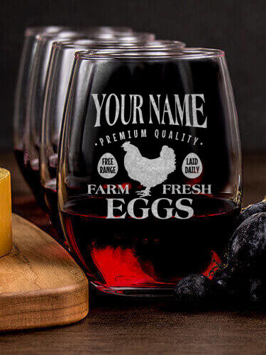 Farm Fresh Eggs : Cheese Board Wine Glass Gift Sets - Engraved
