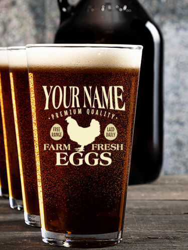 Farm Fresh Eggs : Growler Pint Glass Gift Sets - Color Printed