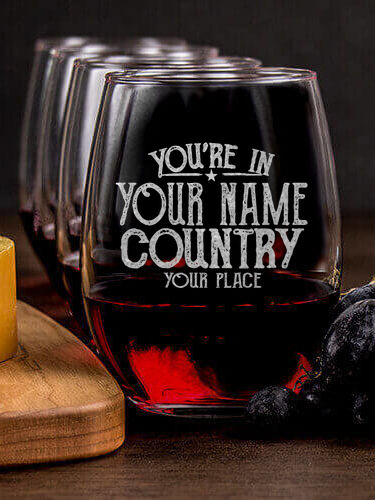 Your Country : Cheese Board Wine Glass Gift Sets - Engraved