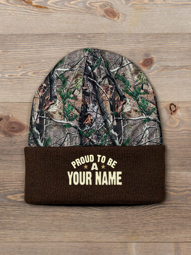 Proud To Be : Embroidered 2-Tone Camo Cuffed Beanie