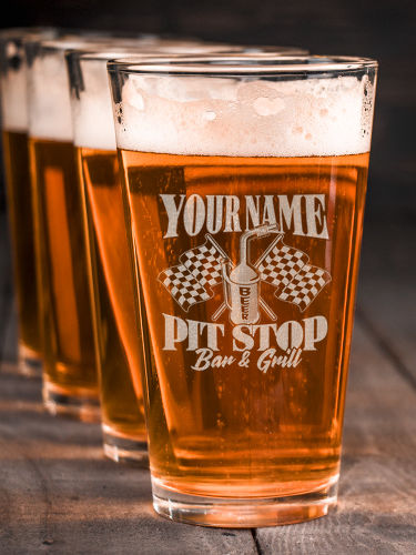 Pit Stop : Pint Glasses - Engraved
