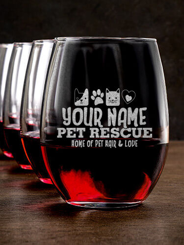 Pet Rescue : Stemless Wine Glasses - Engraved