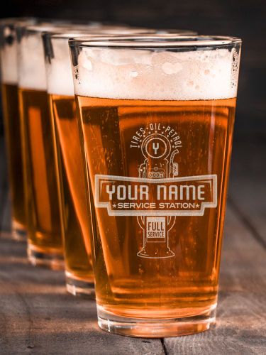 Service Station : Pint Glasses - Engraved