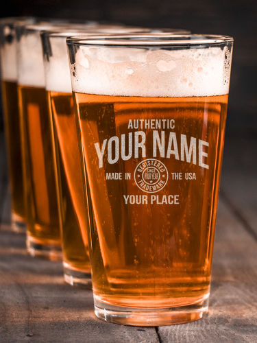 Authentic Brand : Pint Glasses - Engraved