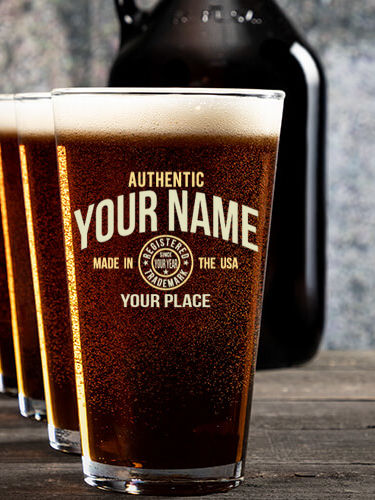 Authentic Brand : Growler Pint Glass Gift Sets - Color Printed
