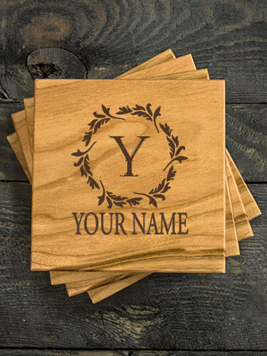 Wreath Monogram : Coasters - Engraved