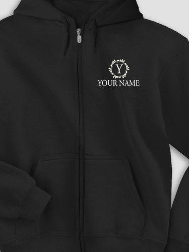 Wreath Monogram : Embroidered Zip Hoodies