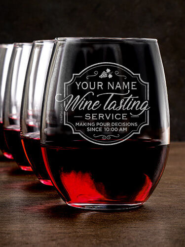 Classic Wine Tasting Services : Stemless Wine Glasses - Engraved