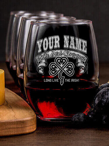 Irish Original : Cheese Board Wine Glass Gift Sets - Engraved