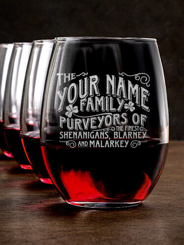 Shenanigans Family : Stemless Wine Glasses - Engraved