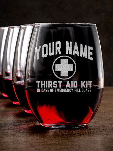 Thirst Aid Kit : Stemless Wine Glasses - Engraved