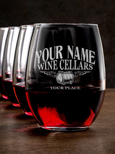 Wine Cellars : Stemless Wine Glasses - Engraved