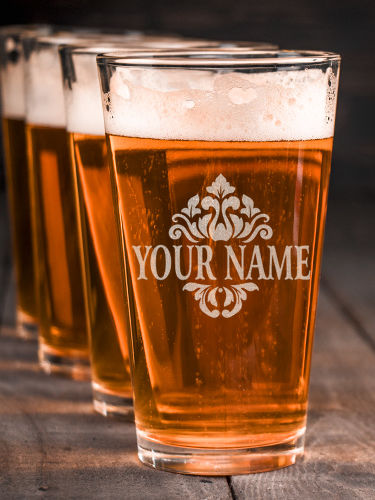 Classic Filigree : Pint Glasses - Engraved