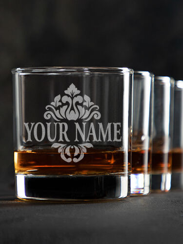 Classic Filigree : Rocks Glasses - Engraved