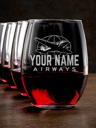 Airways : Stemless Wine Glasses - Engraved