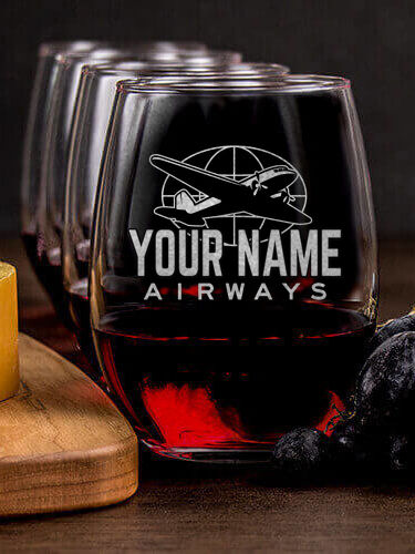 Airways : Cheese Board Wine Glass Gift Sets - Engraved