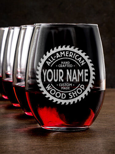 Wood Shop : Stemless Wine Glasses - Engraved