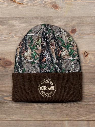 Wood Shop : Embroidered 2-Tone Camo Cuffed Beanie