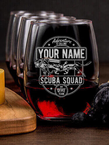 Scuba : Cheese Board Wine Glass Gift Sets - Engraved