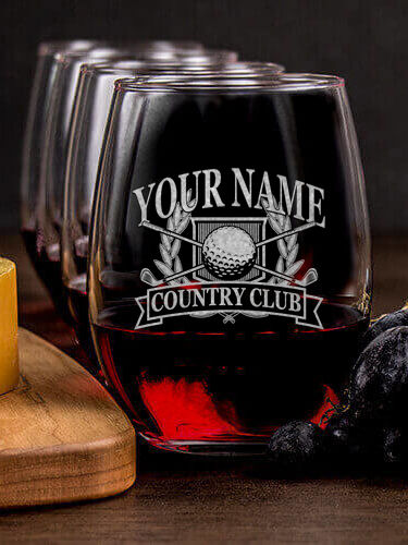 Classic Country Club : Cheese Board Wine Glass Gift Sets - Engraved