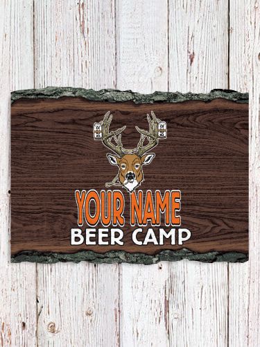 Beer Camp : Faux Sliced Log Plaque