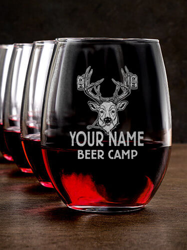 Beer Camp : Stemless Wine Glasses - Engraved