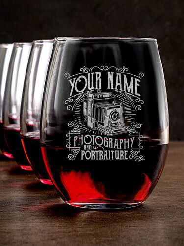 Photography : Stemless Wine Glasses - Engraved