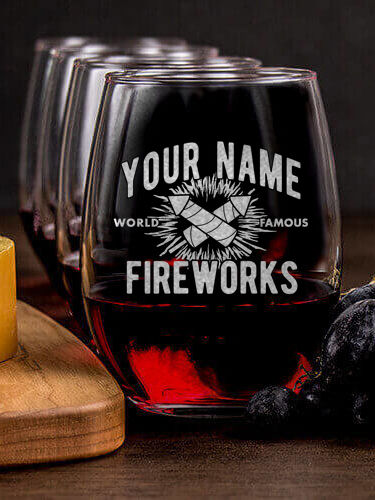 Fireworks : Cheese Board Wine Glass Gift Sets - Engraved