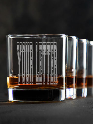 Varsity Letter : Rocks Glasses - Engraved