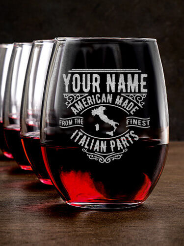 Italian Parts : Stemless Wine Glasses - Engraved
