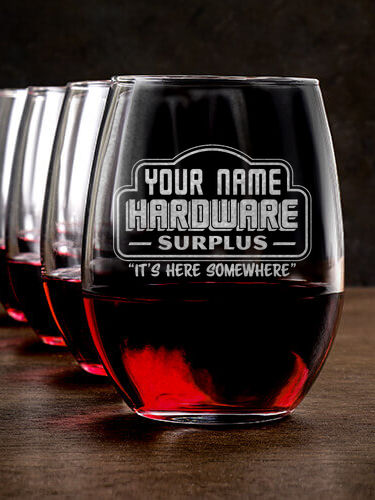 Hardware Surplus : Stemless Wine Glasses - Engraved