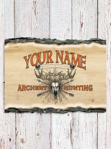 Archery Hunting : Faux Sliced Log Plaque