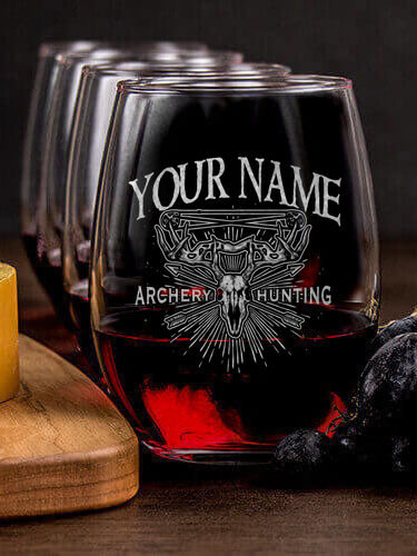 Archery Hunting : Cheese Board Wine Glass Gift Sets - Engraved