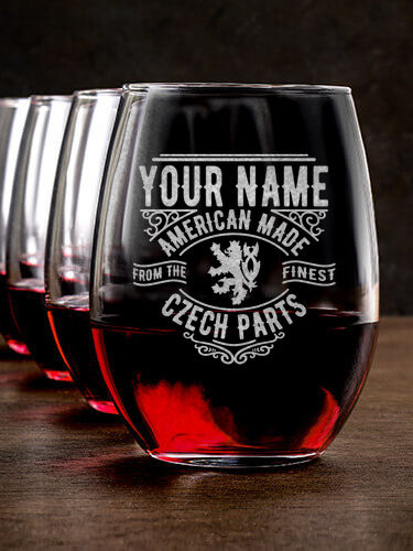 Czech Parts : Stemless Wine Glasses - Engraved