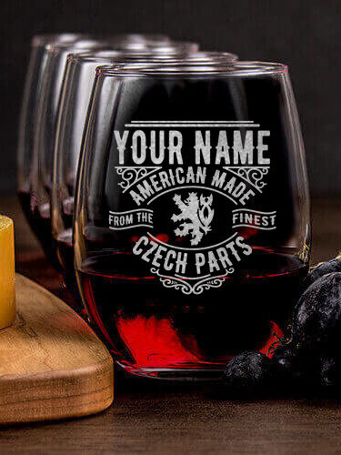 Czech Parts : Cheese Board Wine Glass Gift Sets - Engraved