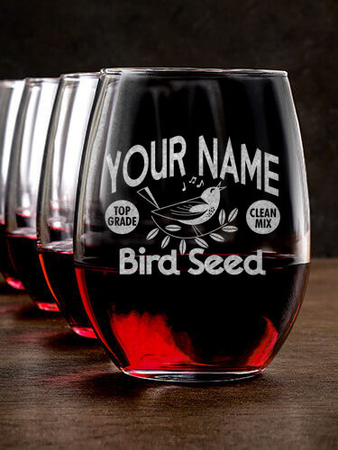 Bird Seed : Stemless Wine Glasses - Engraved