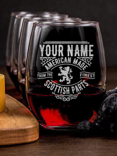 Scottish Parts : Cheese Board Wine Glass Gift Sets - Engraved