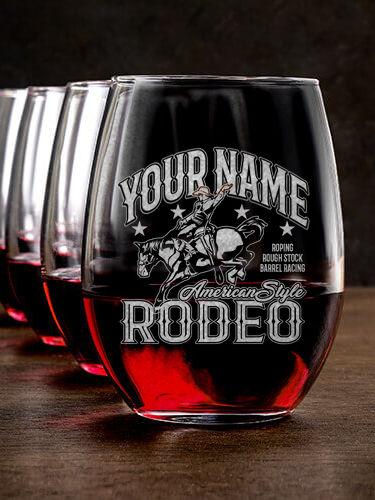Rodeo : Stemless Wine Glasses - Engraved