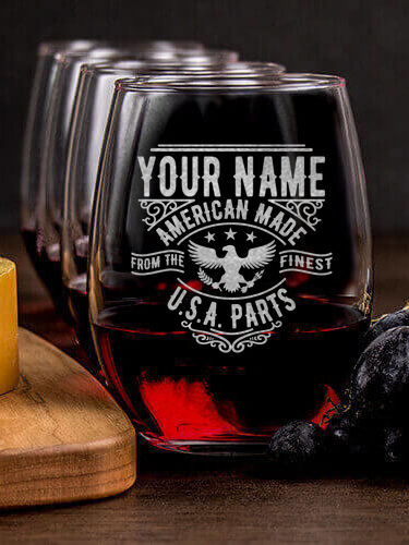 U.S.A. Parts : Cheese Board Wine Glass Gift Sets - Engraved