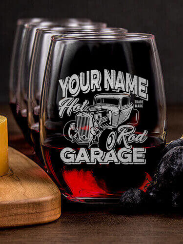 Hot Rod Garage : Cheese Board Wine Glass Gift Sets - Engraved